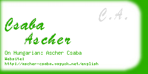 csaba ascher business card